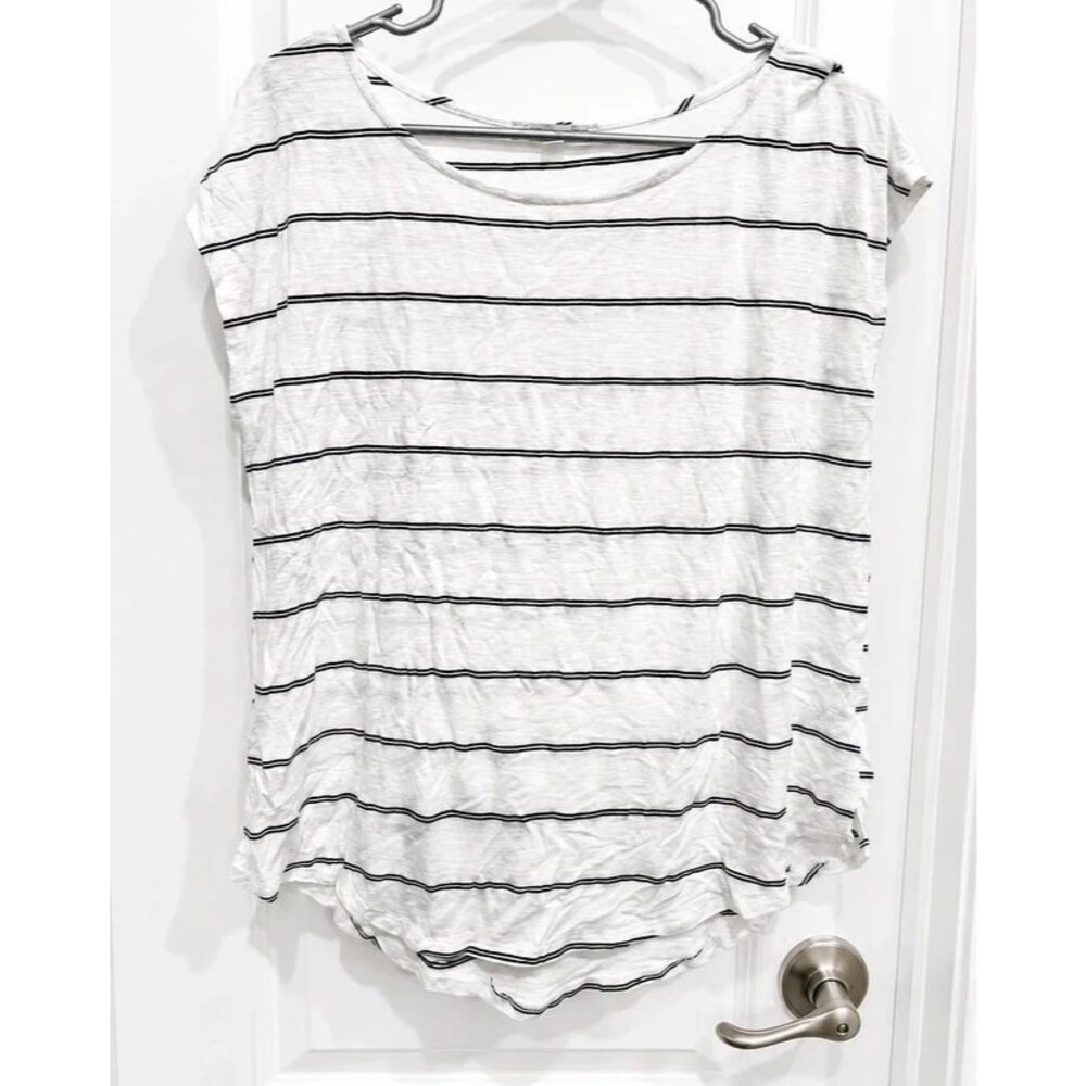 Green Envelope Los Angeles Women’s Large White Black Striped Dolman Top